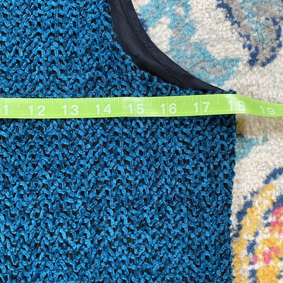 Vintage 80s You Babes Textured Prussian Blue Vest - Picture 8 of 9